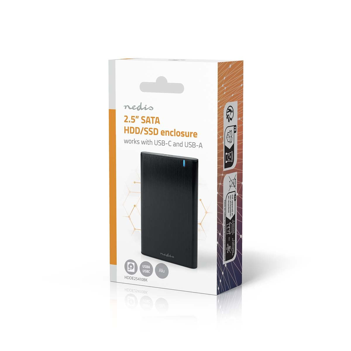 Nedis Hard Disk Enclosure | 2.5 " | USB 3.1 Gen1 | USB Type-A / USB Type-C™ | Notebook / PC | Aluminium