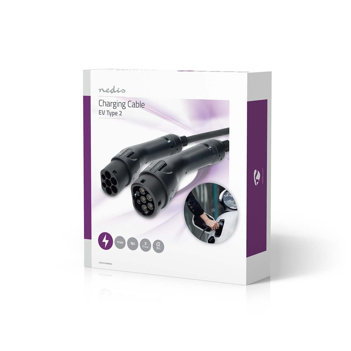 Nedis Electric Vehicle Cable | Cable Type 2 | 16 A | 11000 W | 3-Phases | 5.00 m | Black