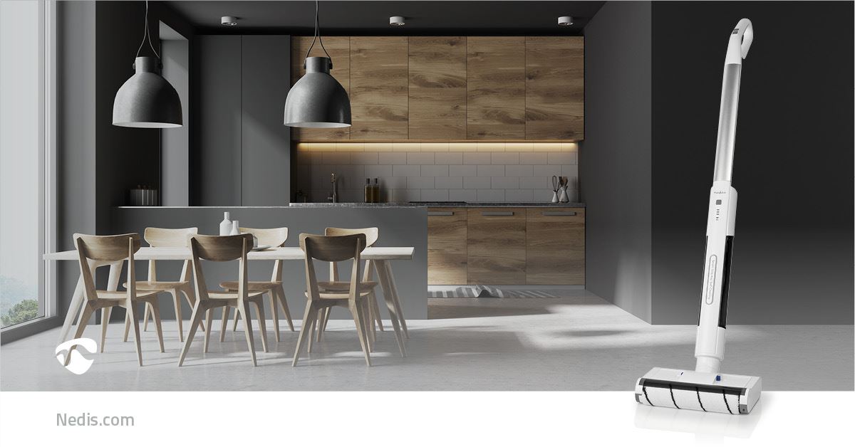 Nedis Wet and Dry Vacuum Cleaner, Cordless 2-in-1 Floor Cleaner Smart Suction Lightweight Multi-Surface Hard Floors Cleaning