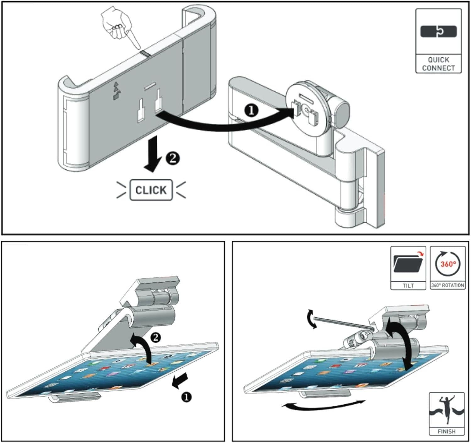 Nedis Tablet Mount | 7 - 12 " | Full Motion | Application: Wall