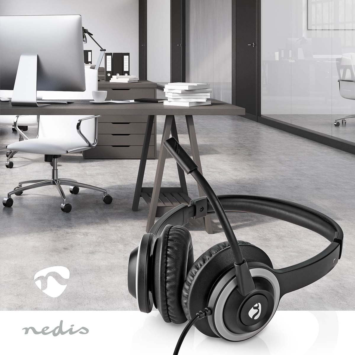 Nedis PC Headset | On-Ear | Stereo | USB Type-A / USB Type-C™ | Fold-Away Microphone | Black