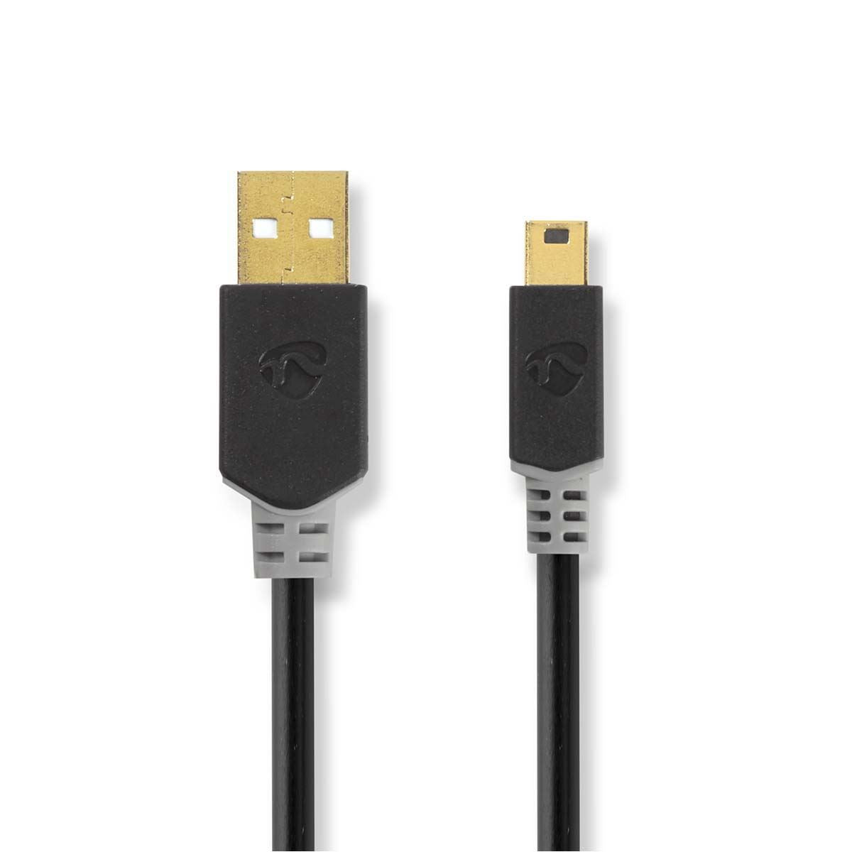 Nedis USB Cable | USB 2.0 | USB-A Male | USB Mini-B 5 pin Male | 480 Mbps | Gold Plated | 2.00 m | Round | PVC | Anthracite | Window Box