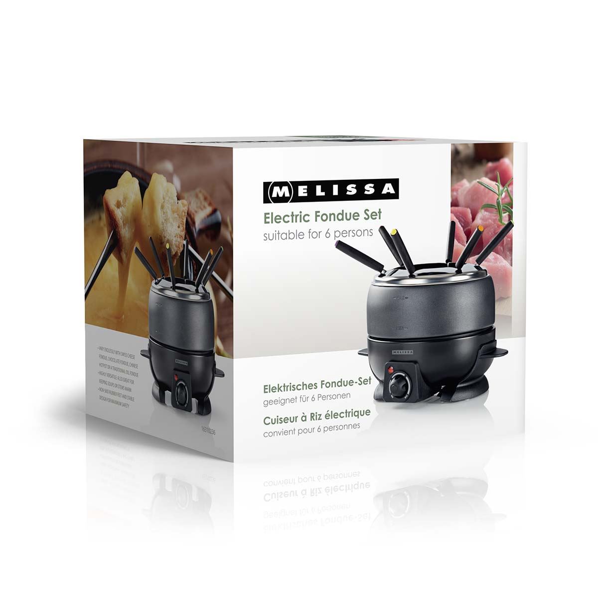 MELISSA 2.3L Electric Fondue Set with 6 Forks and Adjustable Temperature