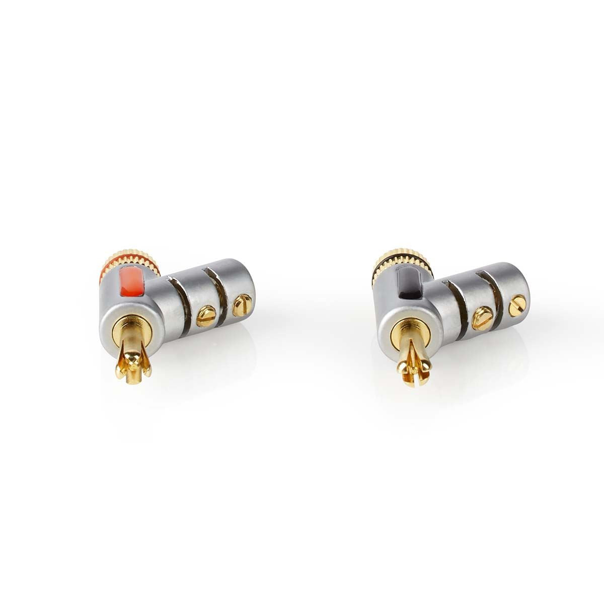 Nedis Banana Connector | Straight | Male | Gold Plated | Screw | Cable input diameter: 7.4 mm | Zinc Alloy | Silver | 2 pcs | Box