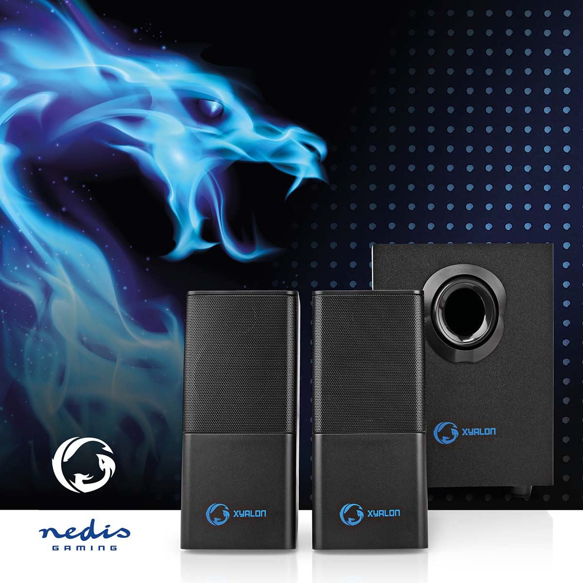 Nedis Gaming Speaker | Speaker channels: 2.1 | USB Powered | 3.5 mm Male | 30 W | Without Lighting | Volume control