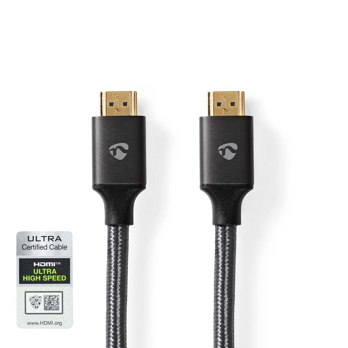 Nedis Ultra High Speed HDMI™ Cable | HDMI™ Connector | HDMI™ Connector | 8K@60Hz | 48 Gbps | 1.00 m | Round | 6.3 mm | Gun Metal Grey | Cover Window Box