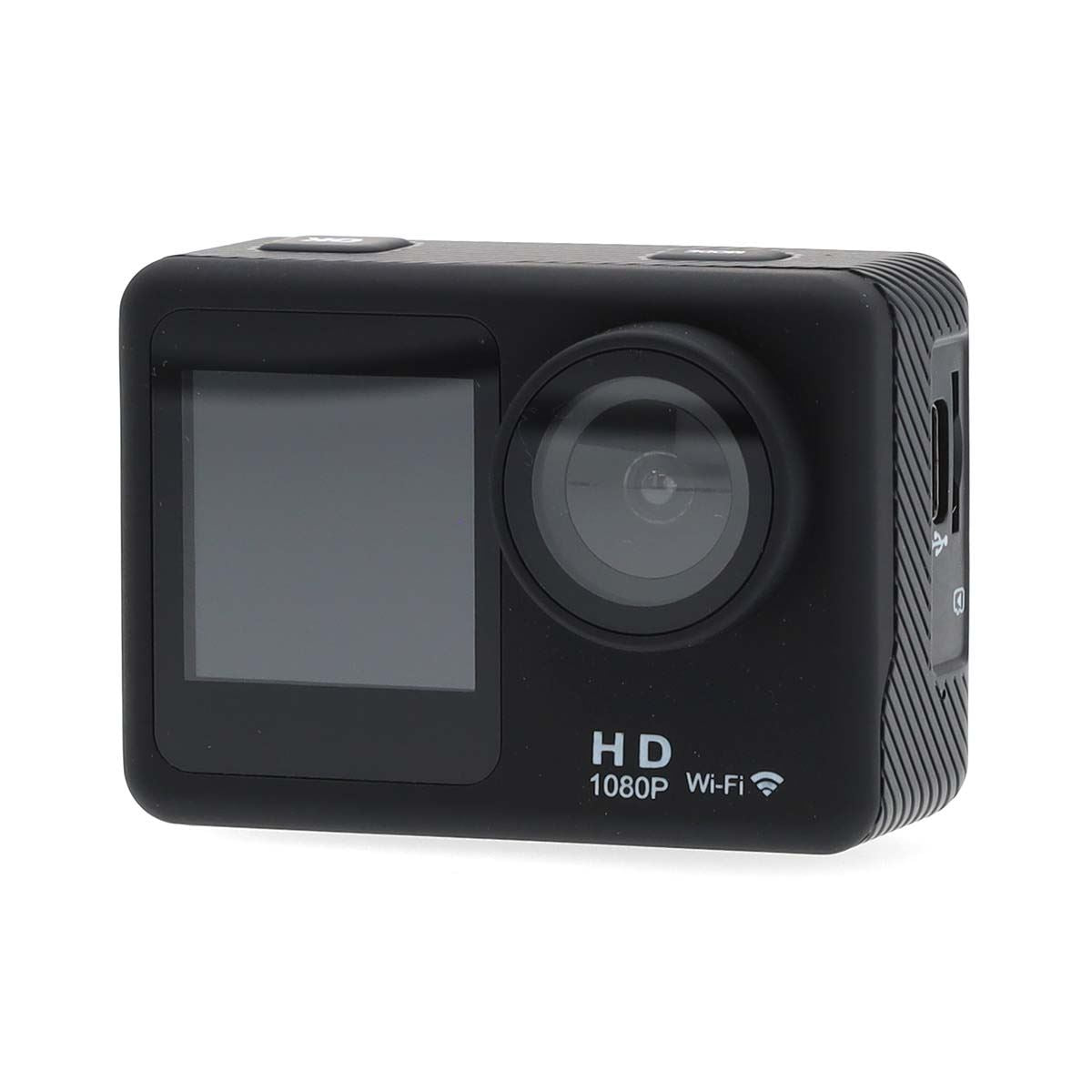 Nedis Dual Screen Wi-Fi Action Cam, 1080p 30fps HD Video, 12MP Photos, 2" TFT Back Screen 1.3" Front Screen, Waterproof 30m, Burst Mode, Loop Recording