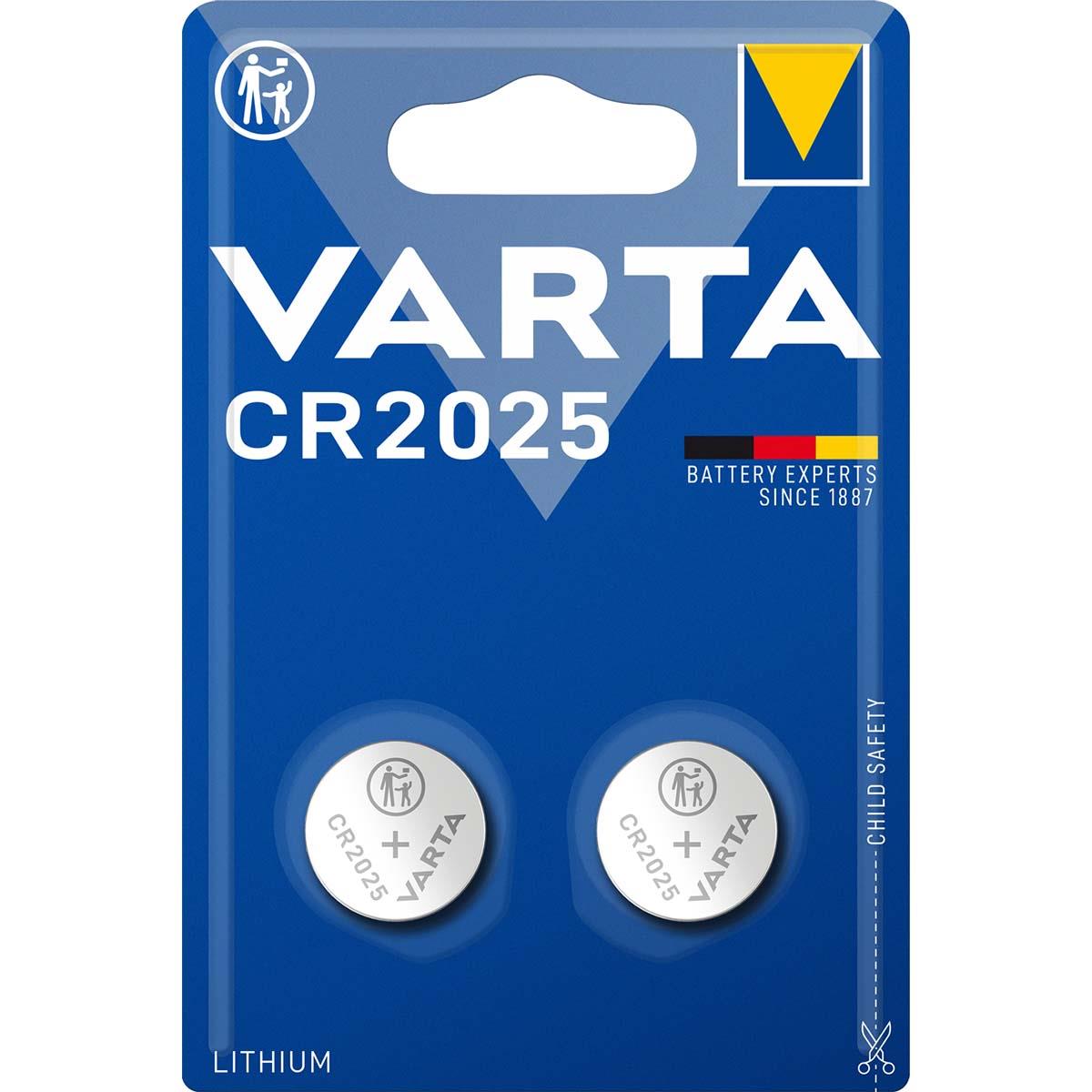Varta CR2025 Lithium Button Cell Battery 3 V 2-Blister
