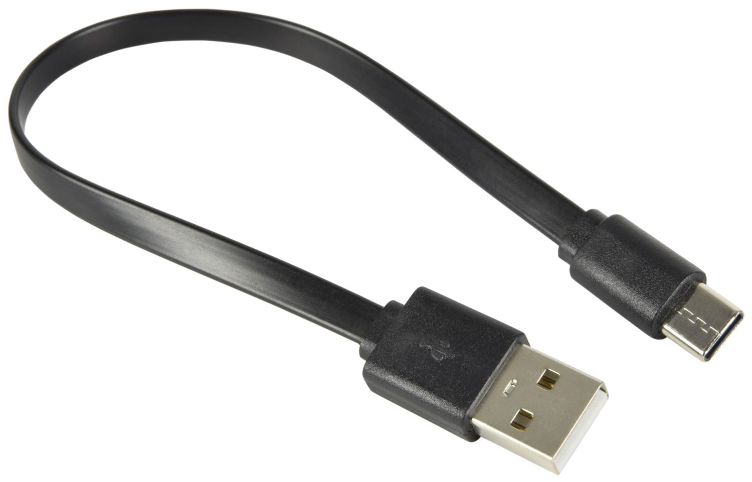 Av:link Short Charge USB Cable | USB-A Male | USB-C™ Male | Nickel Plated | 0.20 m | Flat | PVC | Black