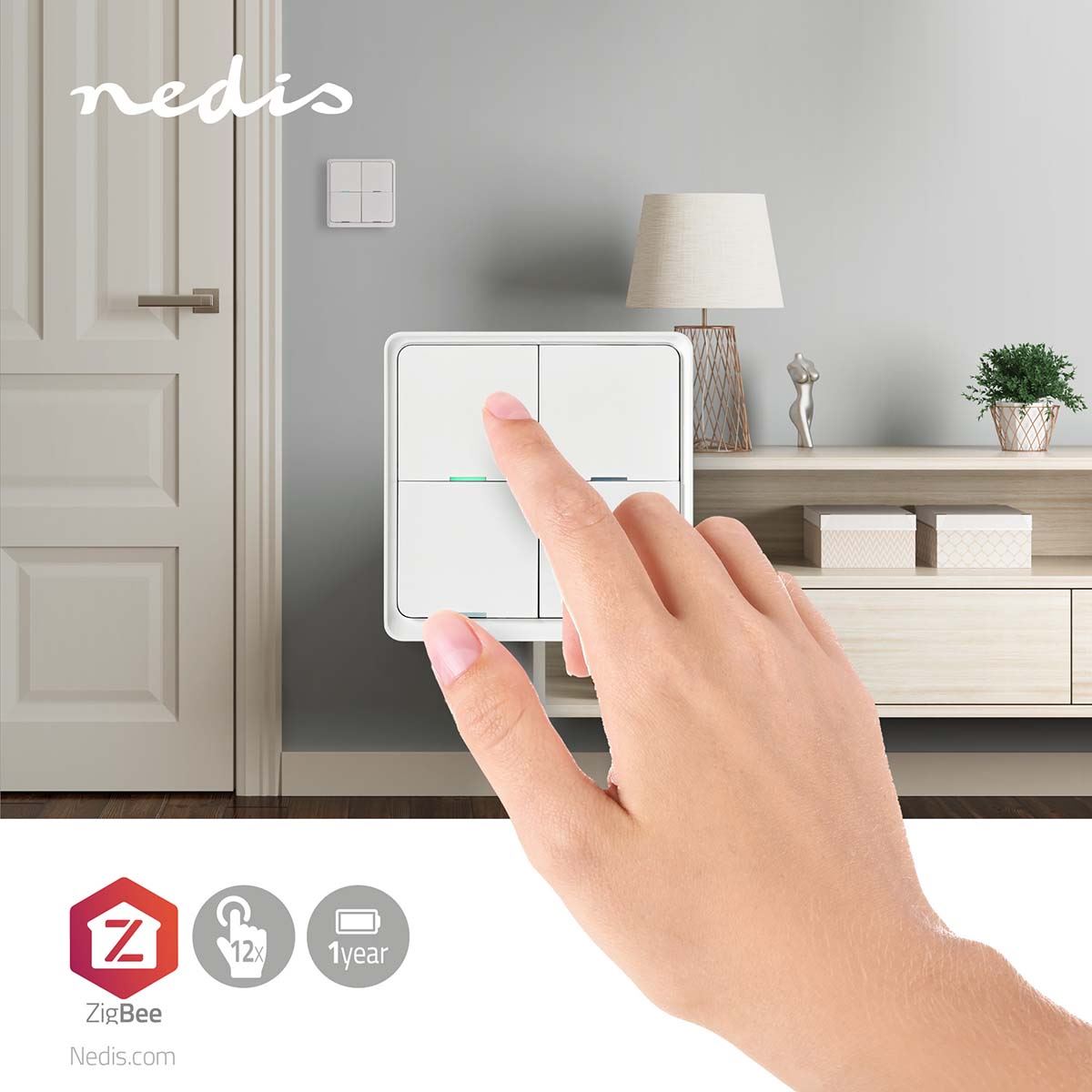 Nedis SmartLife Wall Switch | Wall Mount | Android™ / IOS | Plastic | White