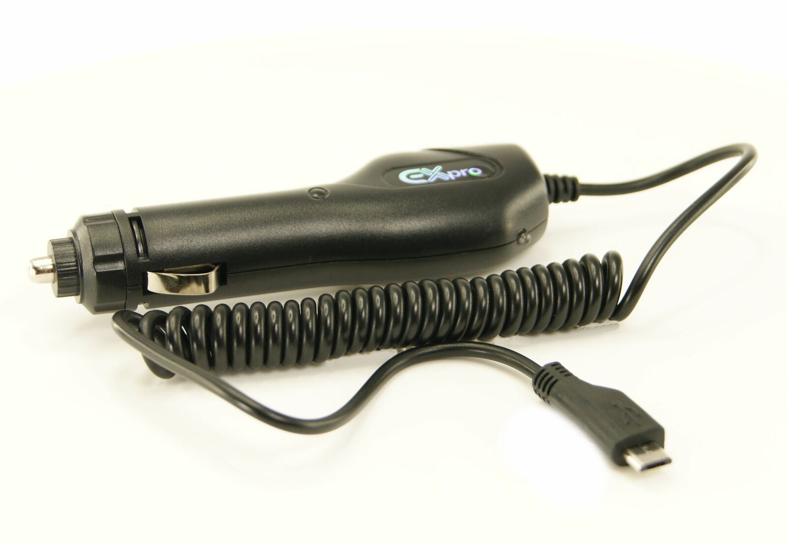 Ex-Pro In-Car Micro-B Power Charger 5v 1.5A with Coiled Cable for Smart Phones