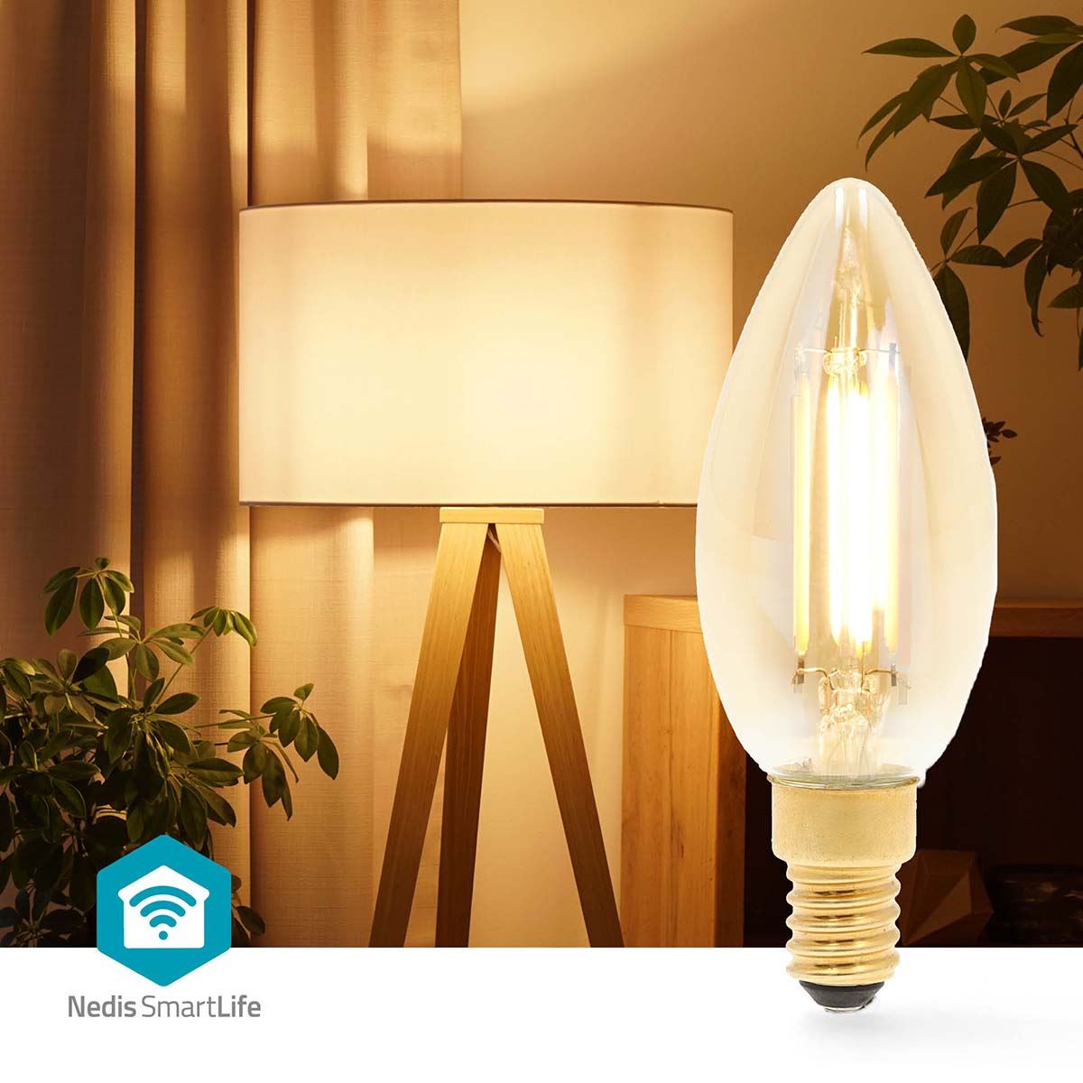 Nedis SmartLife LED Filament Bulb | E14 | 470 lm | 4.9 W | Warm White | 1800 - 3000 K | Glass | Android™ / IOS | Candle | 1 pcs
