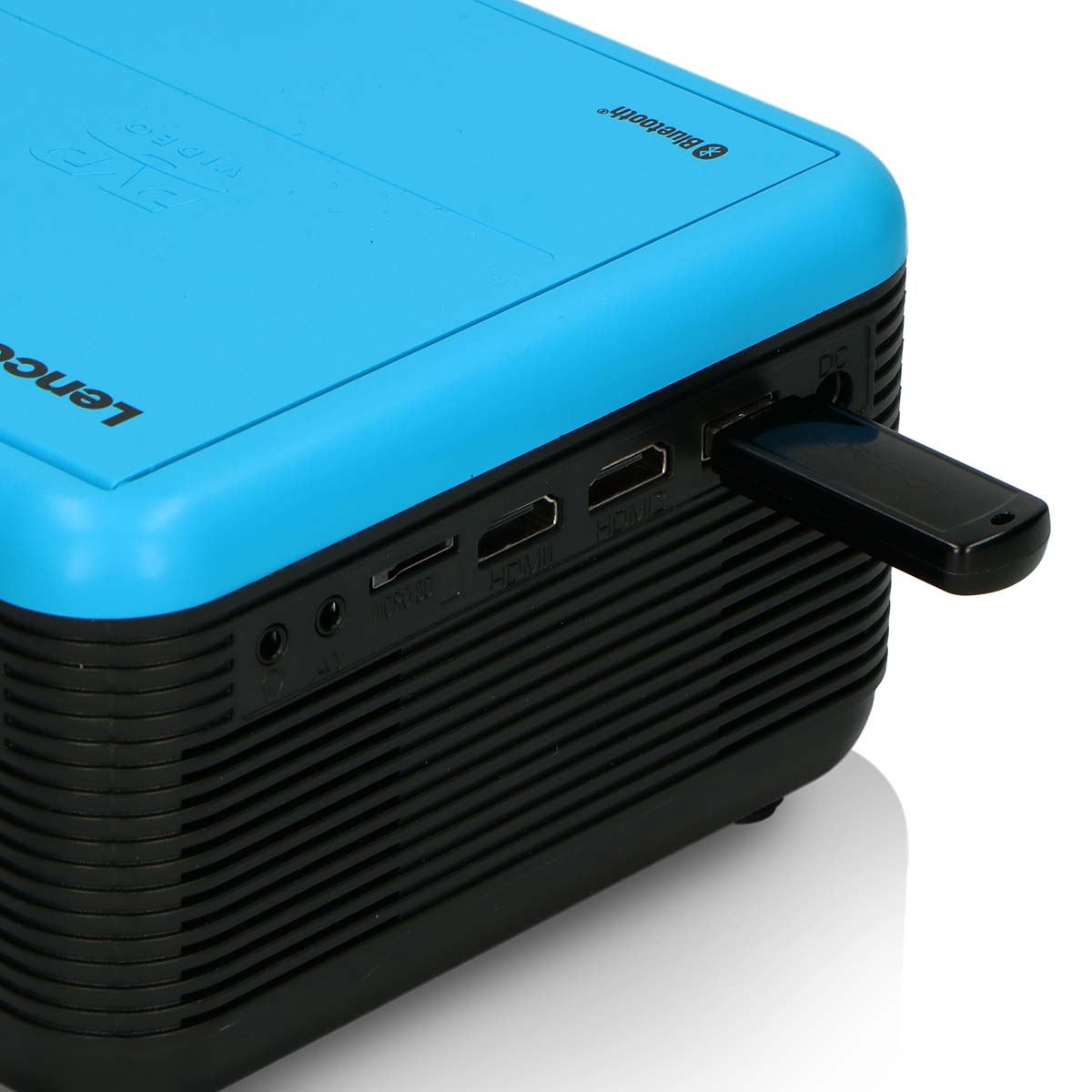 Lenco LCD Projector, DVD Player & Bluetooth® with high resolution, supports Full HD 1080P content Blue