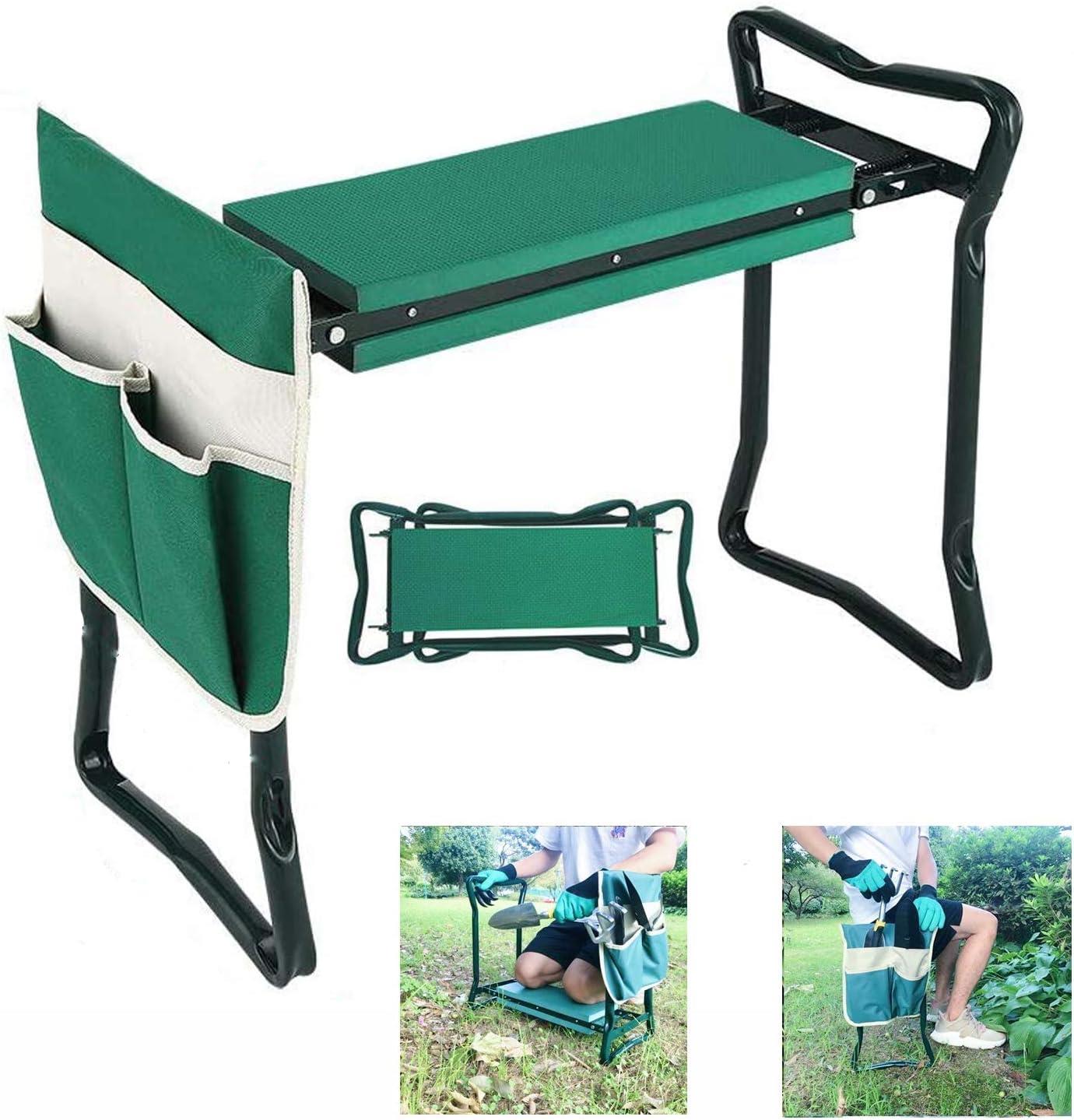 Garden Kneeler 2-in-1 Folding Gardening Padded Seat and Kneeling Stool Tool Bag