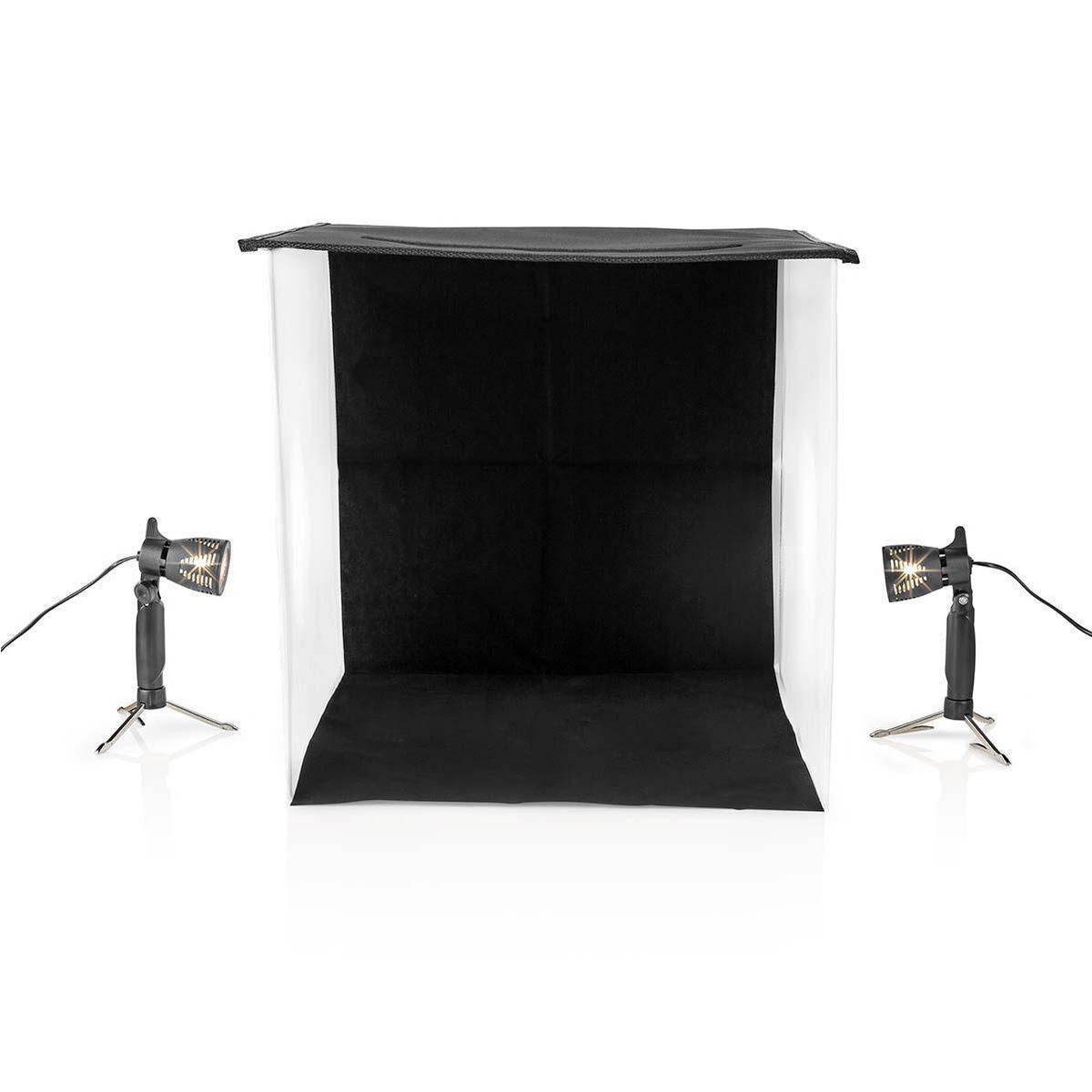 Nedis 60cm Photo Cube Portable Photo Studio Kit | 400 lm | Foldable | Backgrounds included | Travel bag included | Black