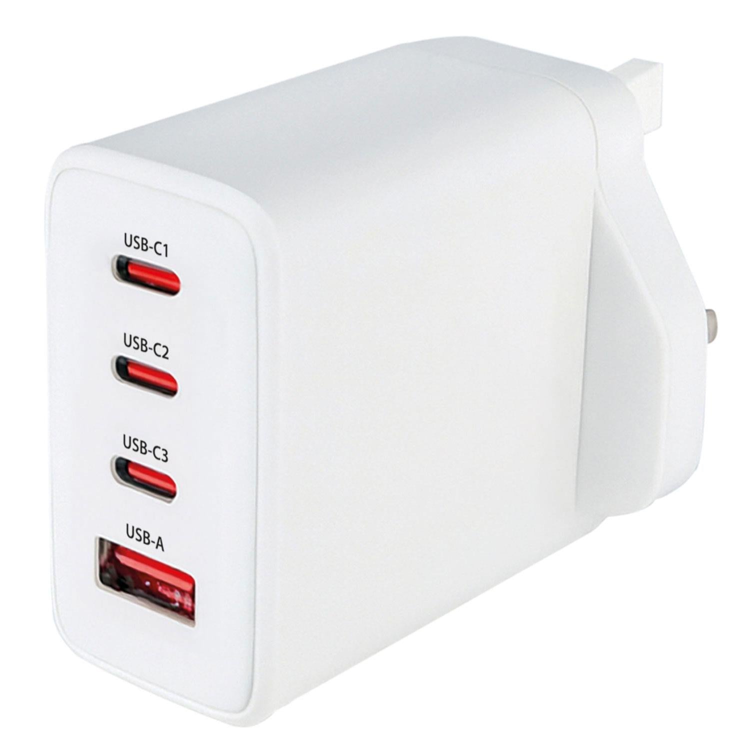 65W GaN USB-C Charger - 3 USB-C & 1 USB-A Fast Charger, PPS & Power Delivery, 4-Port Compact Wall Charger for Laptop, Tablet & Phone