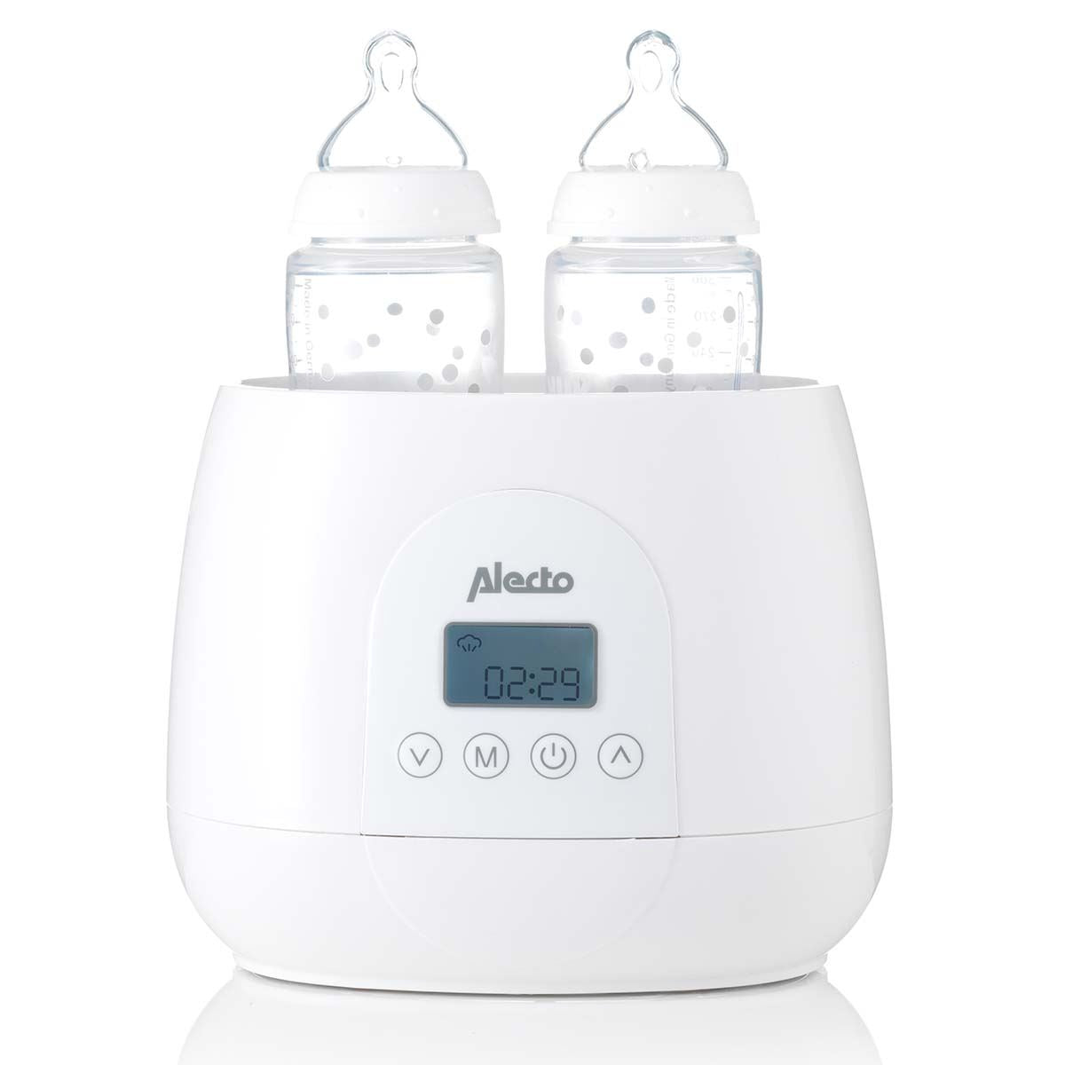 Alecto 2 Bottle Warmer, Baby Double Bottle Sterilizer with Digital Display and Temperature Control in Minutes, Portable Mam Bottle Warmer for Breastmilk, Food, Formula for Travel and Home Use