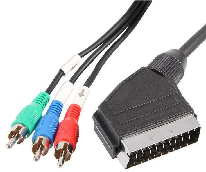 SCART Cable | SCART Male | 3x RCA Male RGB | Nickel Plated | 480p | 1.50 m | Round | PVC