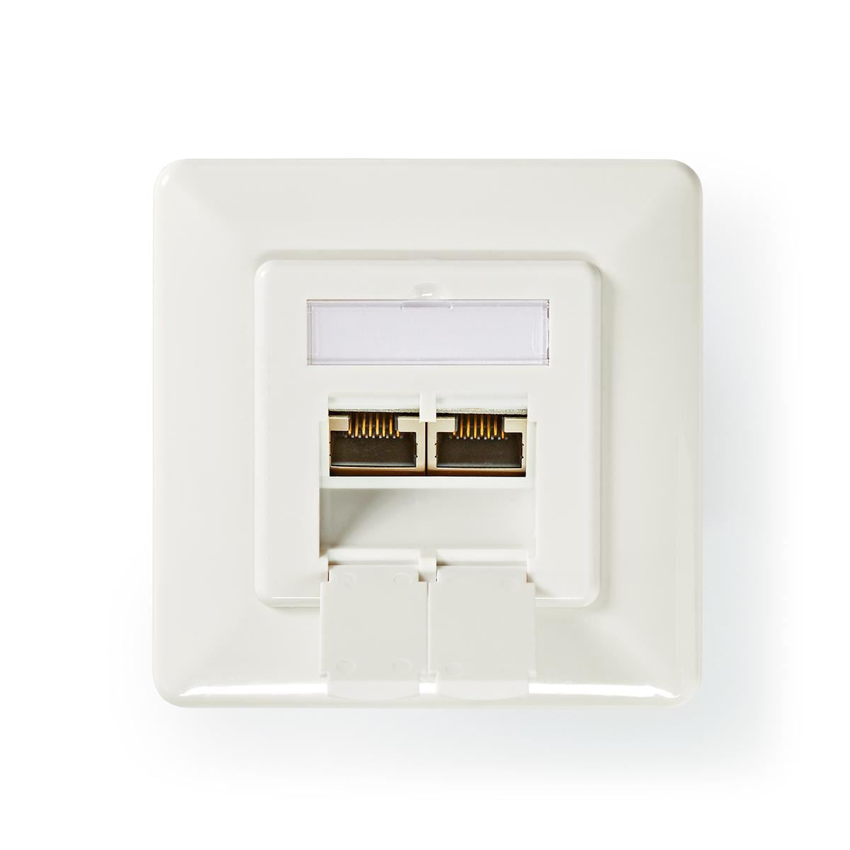 Nedis Network Wall Box | In-Wall | 2 port(s) | CAT6a | Straight | Female | Gold Plated | PVC | White | Envelope