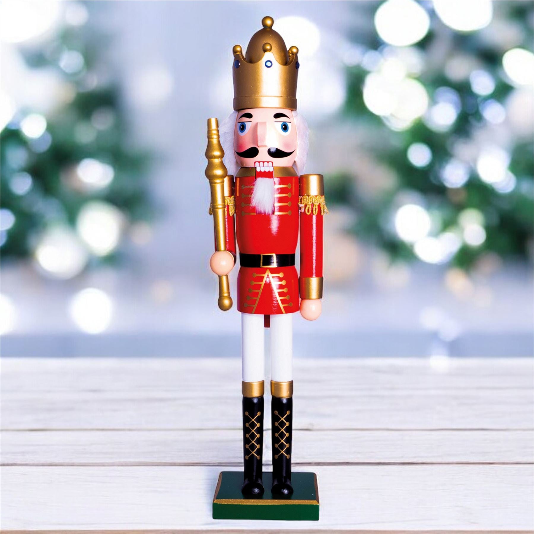 Large 60cm Traditional Christmas Nutcracker Red and Gold with Sceptre