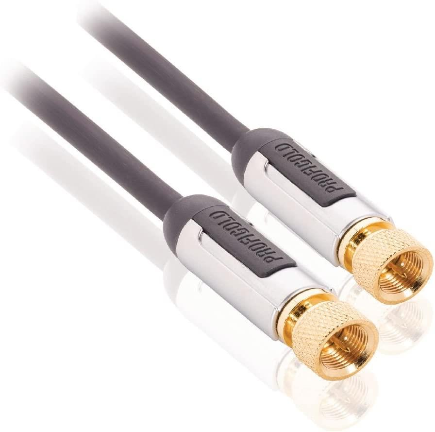 Profigold 5m F Type to F Type Connector Lead Cable Coaxial with F Connectors - Black