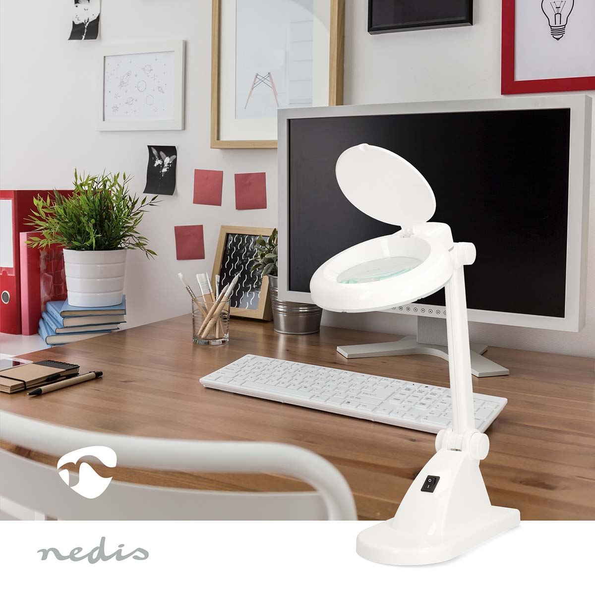 Nedis Magnifying Table Lamp Close Work, Crafts & More | LED | Lens strength: 3 + 12 Diopter | 6500 K | 6 W | 400 lm | White