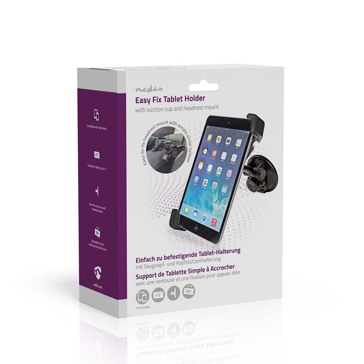 Nedis Tablet Car Mount | Maximum screen size compatibility: 12 " | In-Car Window and Headrest | Adjustable