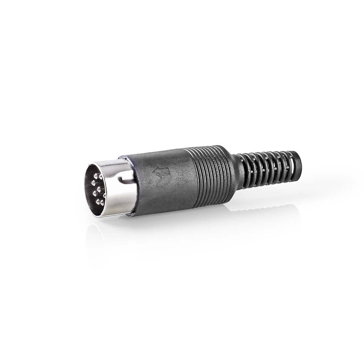 Nedis DIN Connector | Straight | Male | Nickel Plated | Twist-on | Cable input diameter: 6.0 mm | PVC | Black | 25 pcs | Polybag