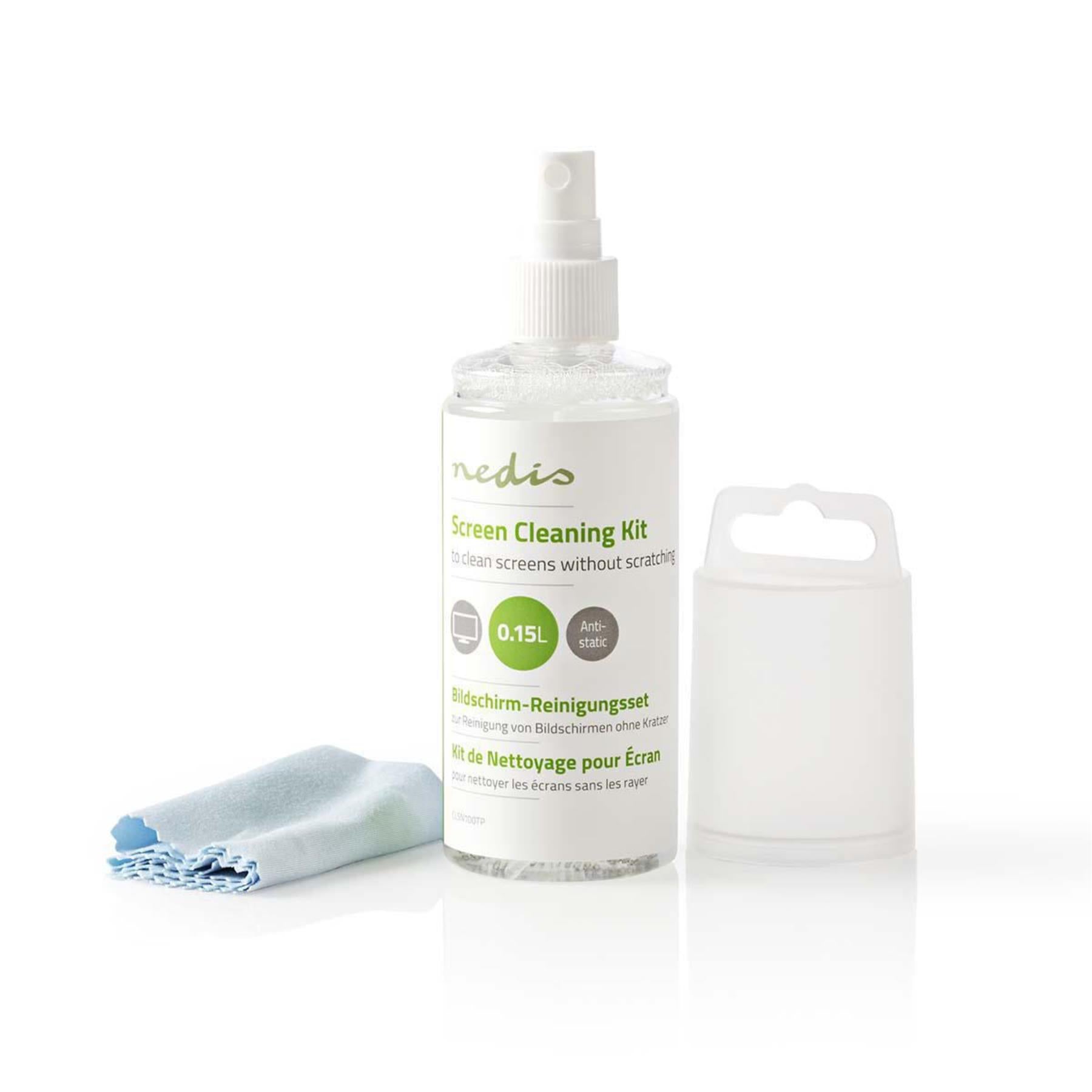 Nedis Screen Cleaner Kit, Anti-Static and Alcohol-Free Cleaning Spray and Microfibre Cloth - 150ml Spray