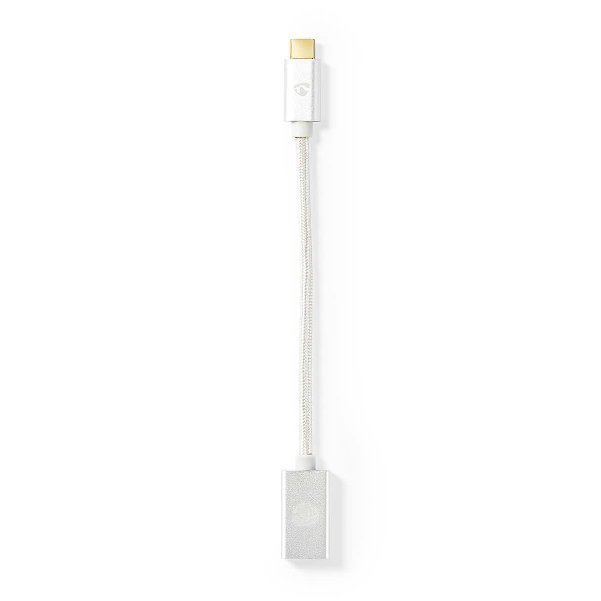 Nedis USB Adapter | USB 3.2 Gen 1 | USB-C™ Male | USB-A Female | 5 Gbps | 0.20 m | Round | Gold Plated | Braided / Nylon | Silver