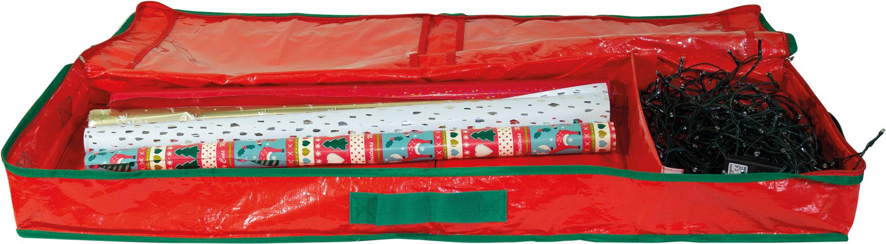 Christmas Wrapping Paper and Decoration Storage Bag with Zip and Carry Handle - Red
