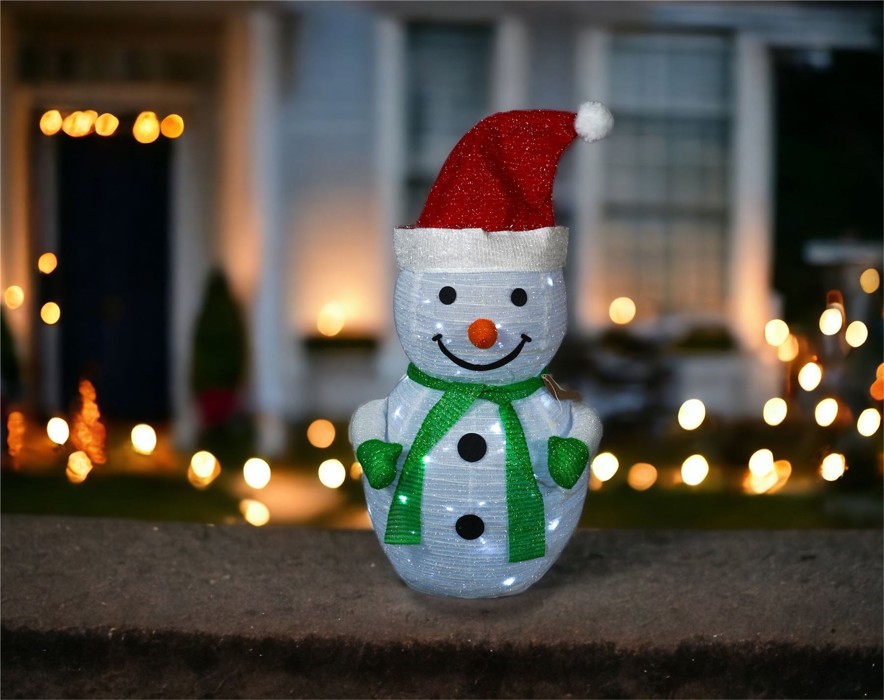 Outdoor Light Up 70cm Collapsible Christmas Snowman Decoration with Timer and 45 LED's Battery Operated