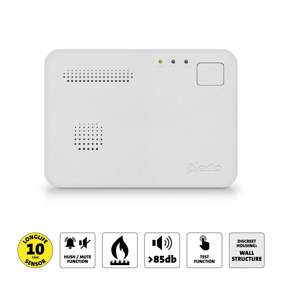 Alecto COA1910 Carbon monoxide Alarm with 10 year Sensor Runtime | LED Indication | EN50291-1:20180 | White
