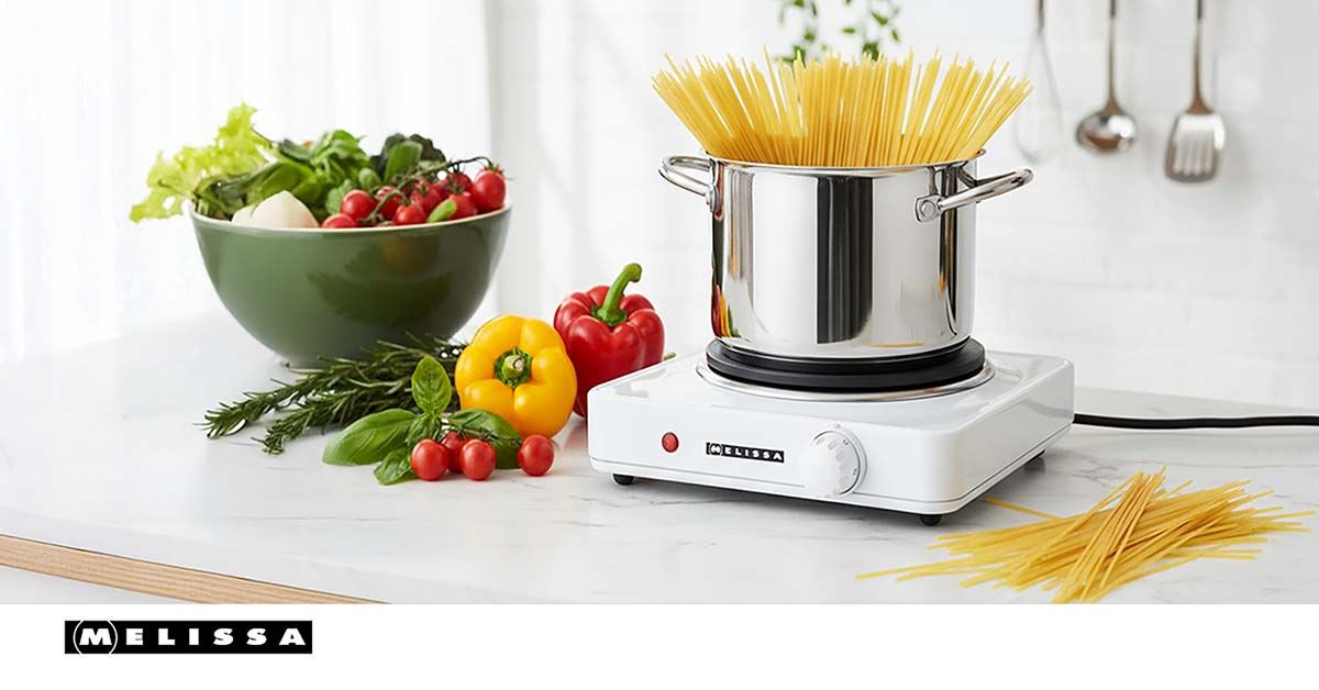 MELISSA Hot Plate, Portable and Compact Electric Hob with Temperature Control for Home, Camping & Caravan Table Top Cooking - Single 1500W