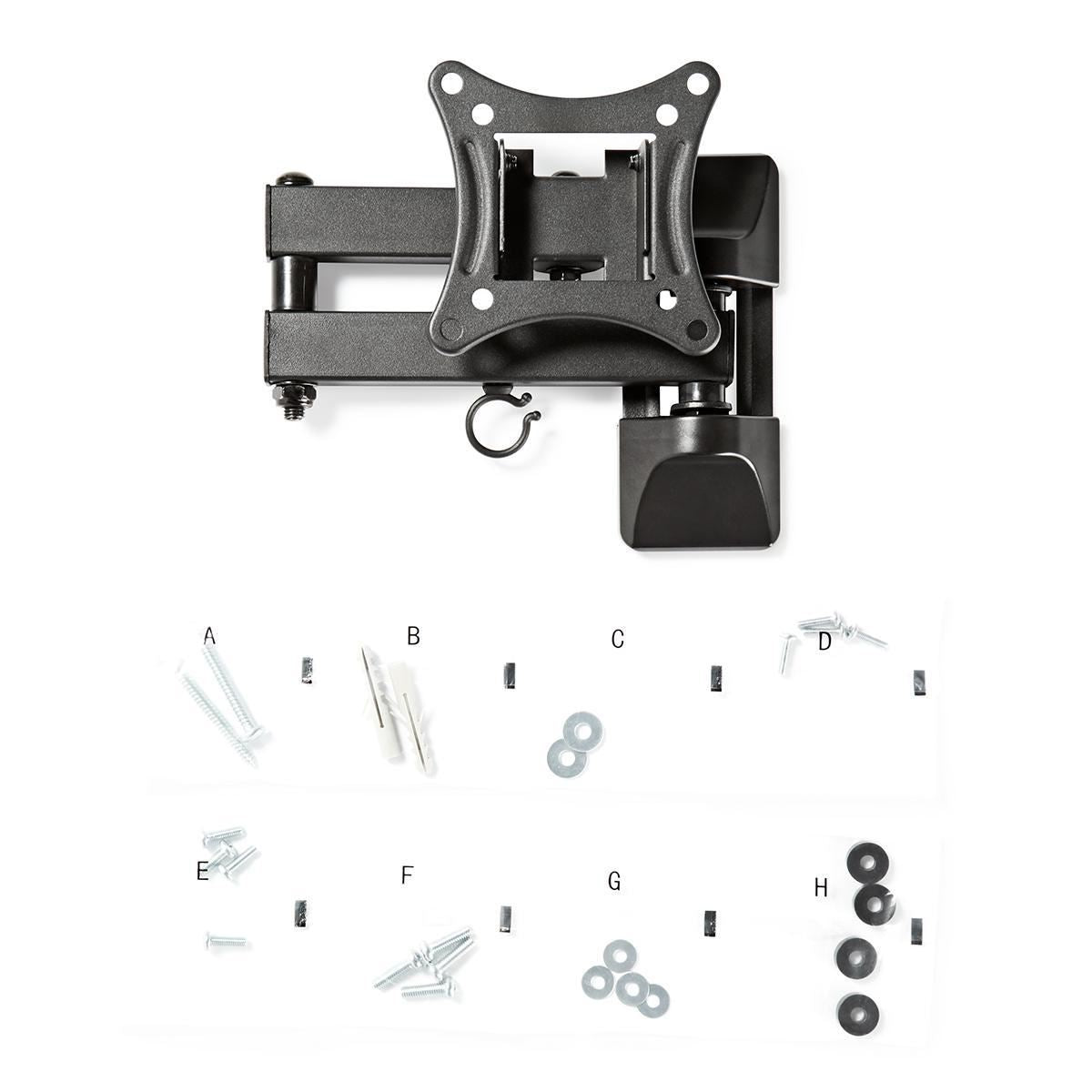 Nedis Full Motion TV Wall Mount | 13 - 27 " | Maximum supported screen weight: 15 kg | Tiltable | Rotatable | Minimum wall distance: 60 mm | Maximum wall distance: 350 mm | 3 Pivot point(s) | ABS / Steel | Black