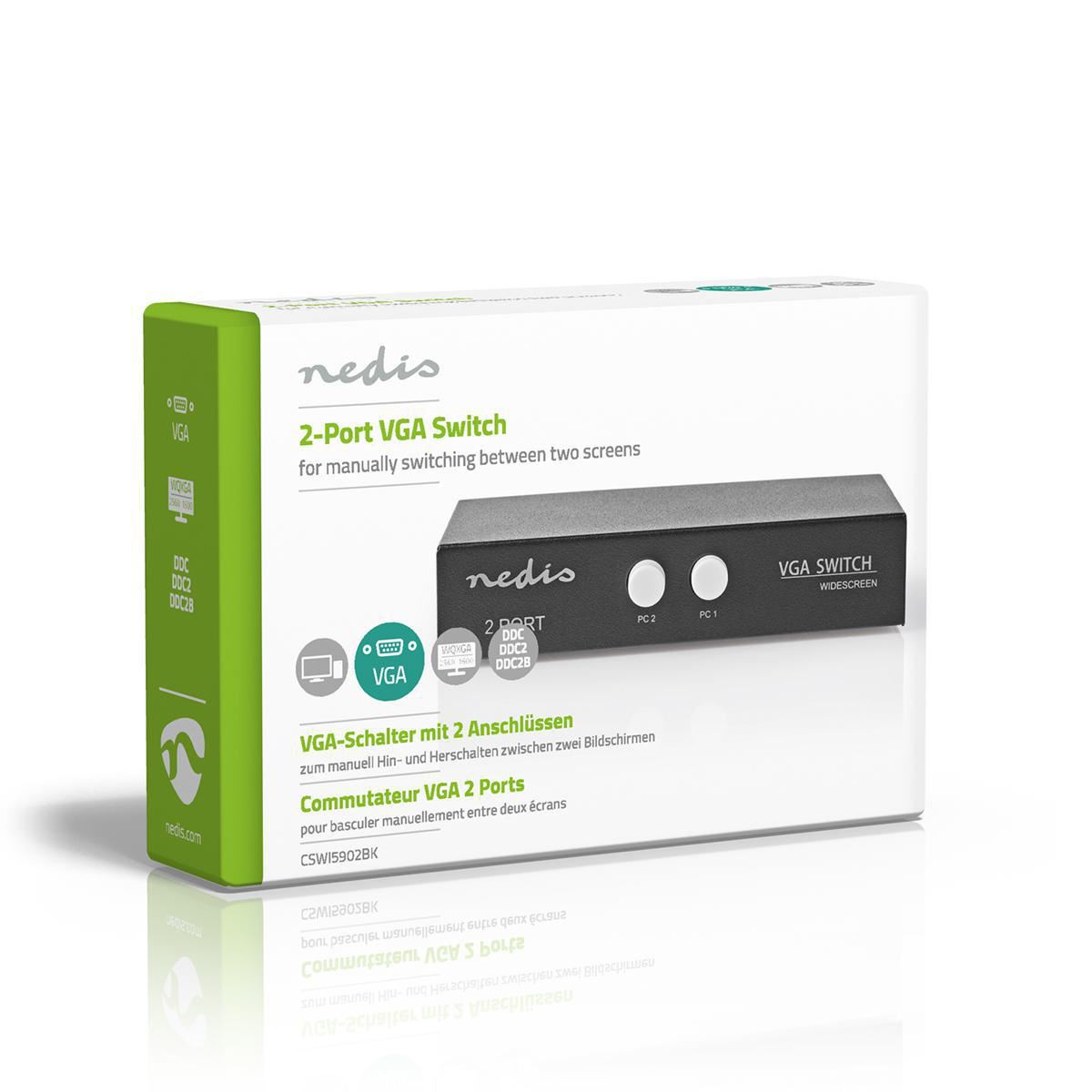 Nedis VGA Switch | 2 port(s) | Maximum resolution: 2560x1600 | 500 mHz