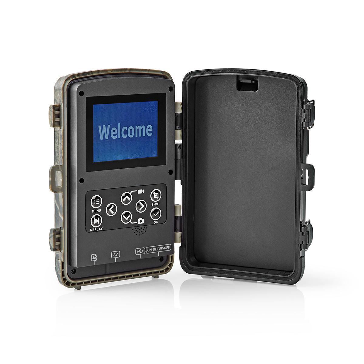 Nedis Wildlife Camera | 1080p@30fps | 16.0 MPixel | 5 MPixel CMOS | IP56 | Black No-Glow IR | Night vision | Viewing angle: 90 ° | Motion sensor | Detection angle: 120 ° | Detection range: 20.0 m | Screen size: 2.4 " | LCD Screen | Brown/Green