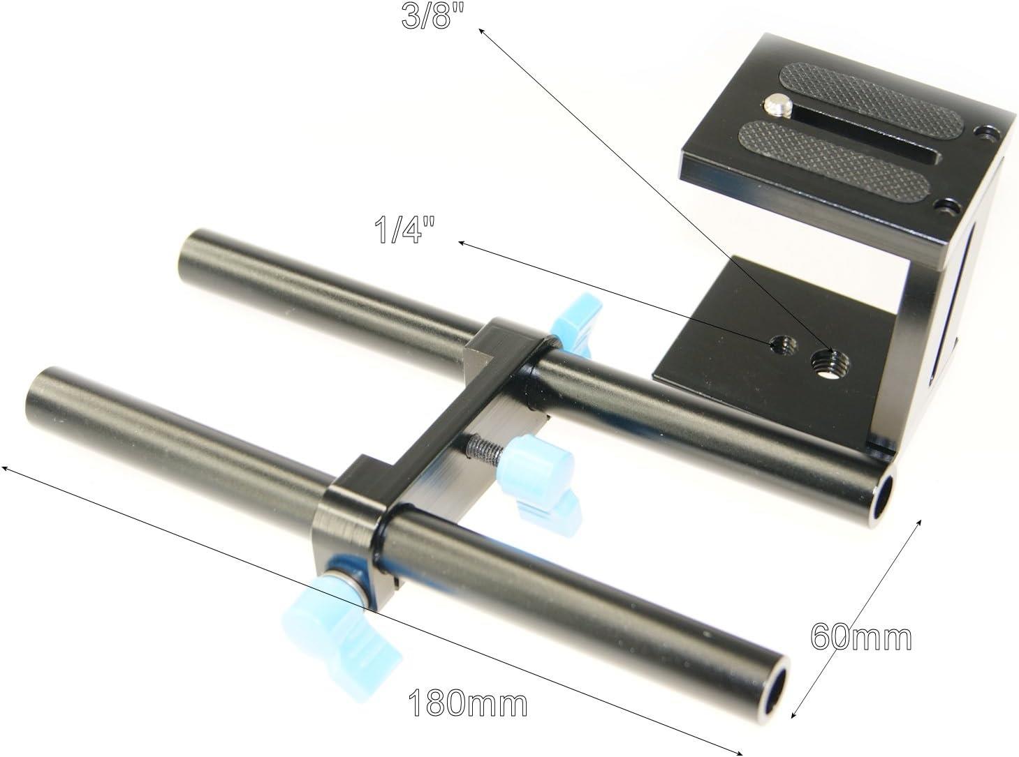 Ex-Pro DSLR Focus 5D2 5D3 Rig Rail System 15mm/280mm Rod Rig support with adjustable mount plate 1/4" & 3/8"