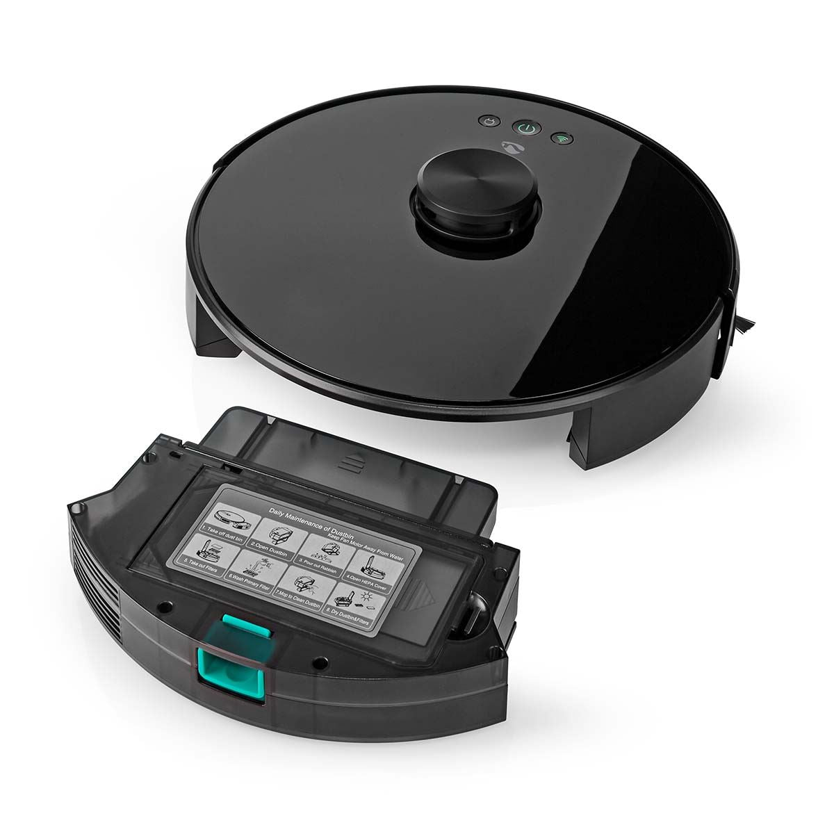 Nedis SmartLife Robot Vacuum Cleaner | Laser Navigation | Wi-Fi | Capacity collection reservoir: 0.6 l | Automatic charging | Maximum operating time: 2 hrs | Black | Android™ / IOS