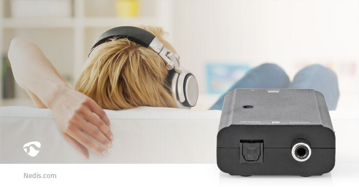 Nedis Digital Audio Converter | 2-way | Connection input: 1x S/PDIF (RCA) Female / 1x TosLink Female to Connection output: 2x RCA Male | Manual | Black