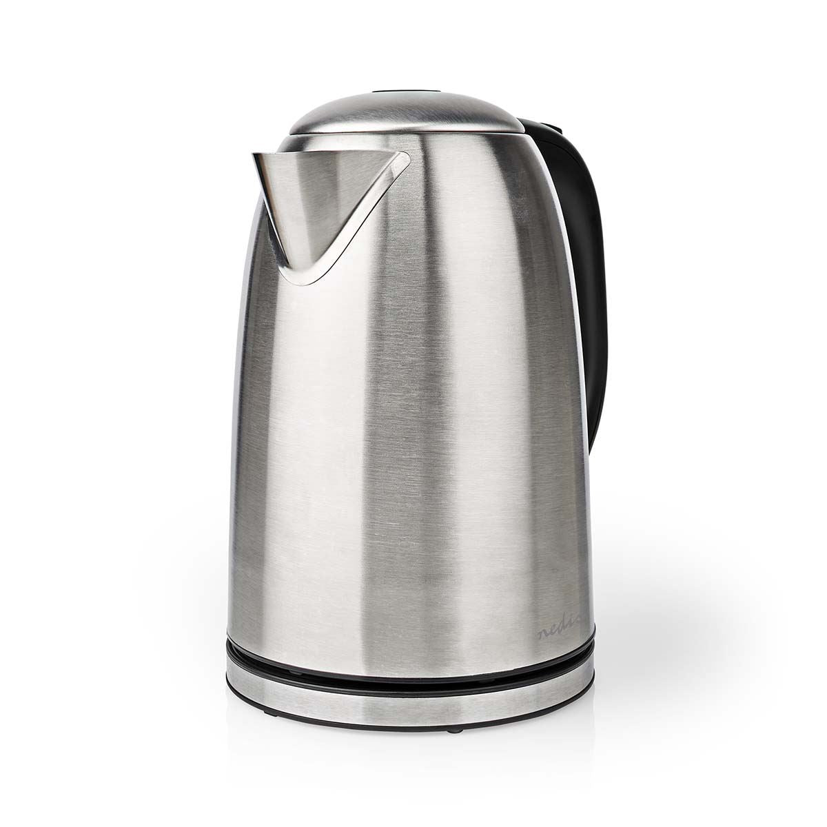 Nedis 1.7L Electric Kettle Cordless Silver 2200W Boil Dry Protection Auto Switch Off