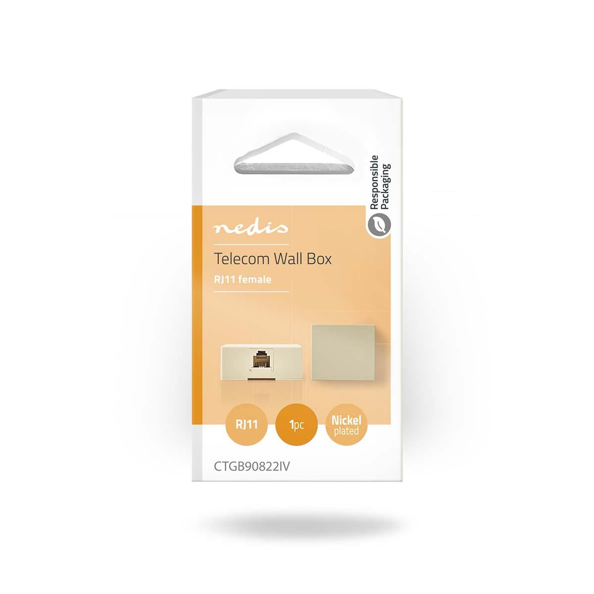 Nedis Telecom Wall Box | Connector type: RJ11 | RJ11 Female | RJ11 Female | Straight | PVC | Ivory | Box