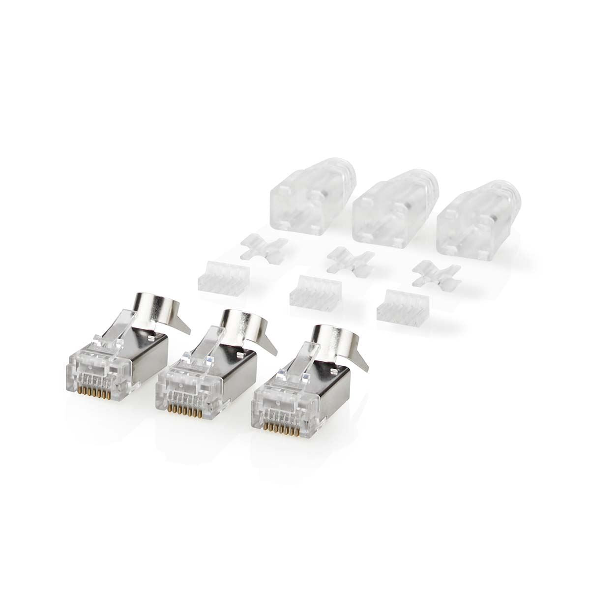 Nedis RJ45 Connector | RJ45 Pass Through | Solid/Stranded FTP CAT7 | Straight | Gold Plated | 10 pcs | PVC | Black / Grey / White | Box
