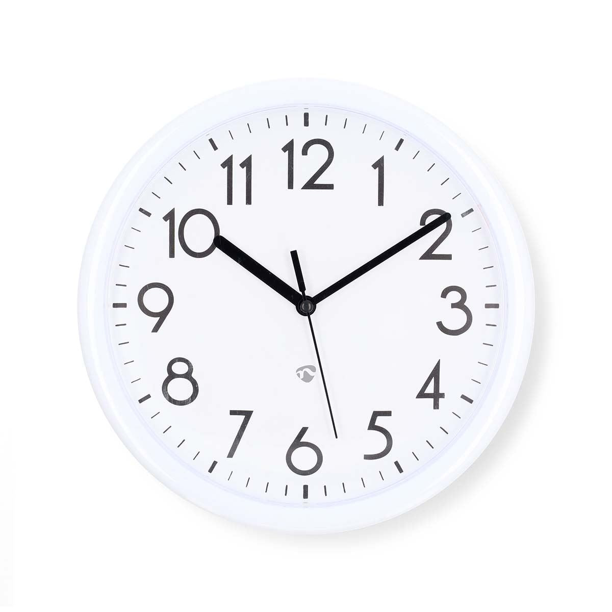 Nedis 22cm Wall Clock with Easy Read Numbers, Battery Powered -  White