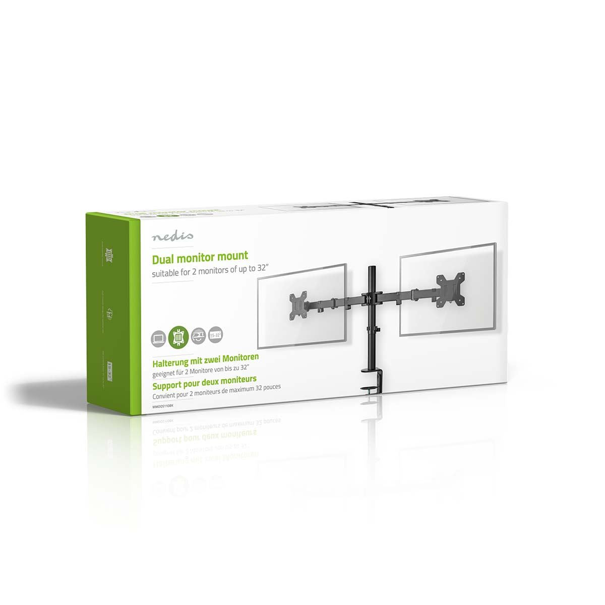 Nedis Desk Monitor Mount | 2 Screens | 15 - 32 " | 75x75 / 100x100 | Full Motion