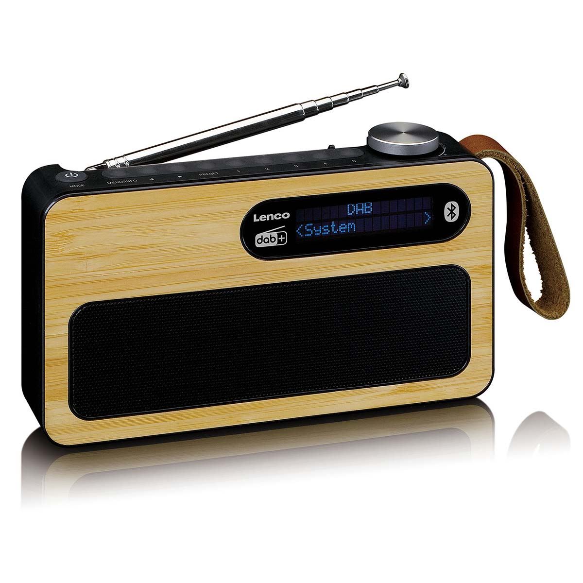 Lenco Portable DAB+ FM Radio with Bluetooth® Speaker | Bamboo & Black