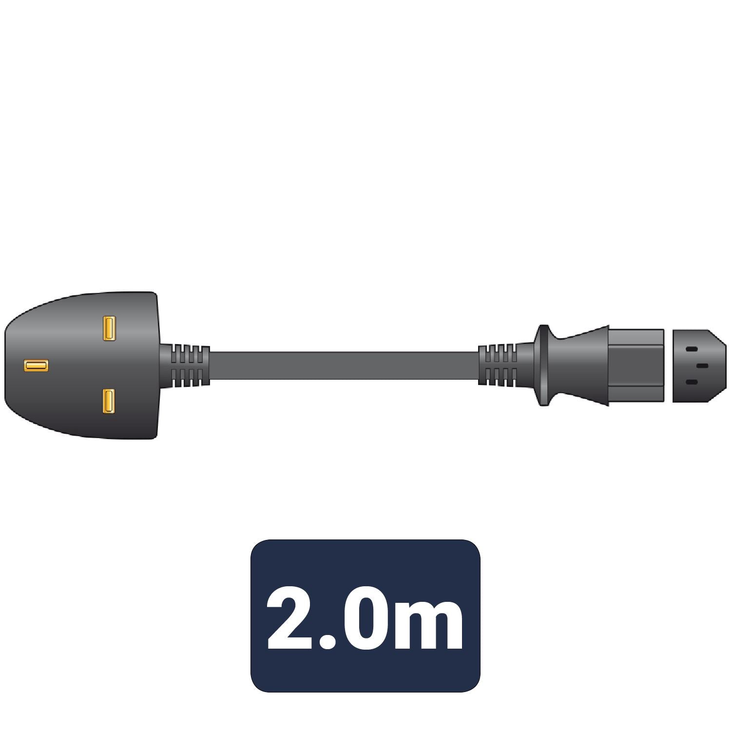 Mercury Power Cable | UK Male | IEC-320-C13| Straight | Nickel Plated | 2.00 m | Round | PVC | Black
