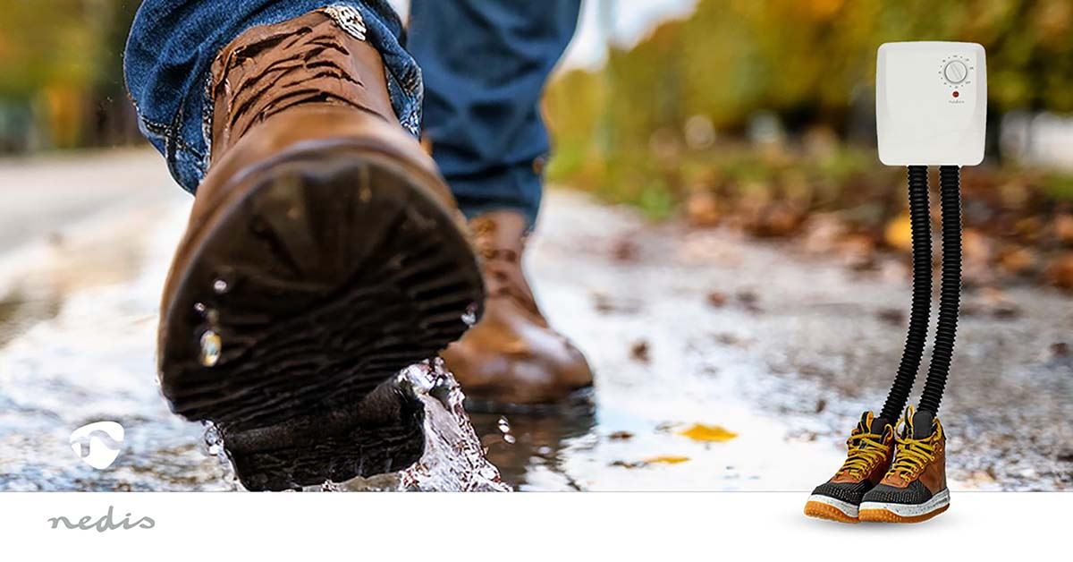 Nedis Electric 250w Shoe Dryer, Wall Mounted Boot Warmer with Heat Blower, 2 Warm Air Exhausts and Timer, Quick Drying for Wet Shoes, Gloves, Hats, Socks, Trainers, Boots and more