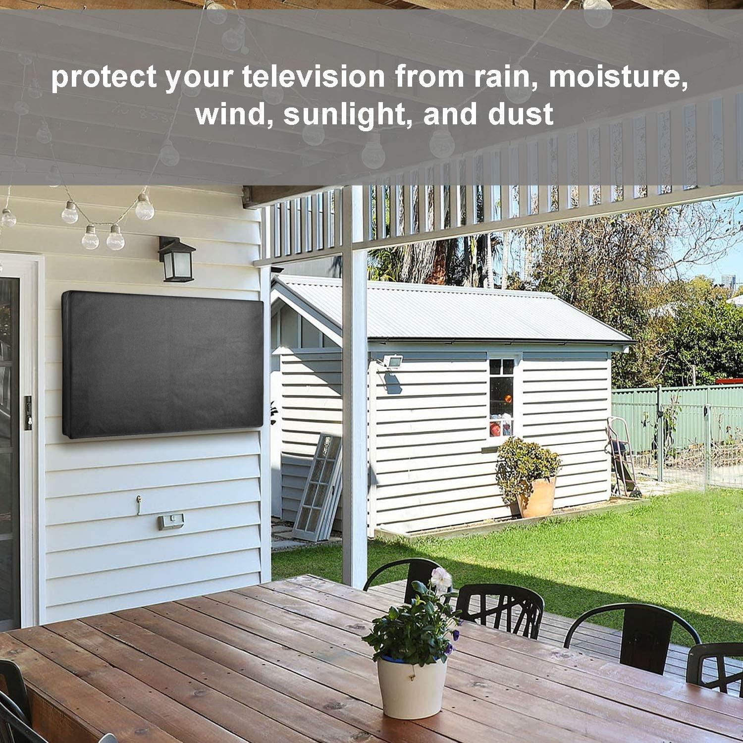 Nedis Outdoor TV Screen Cover, 55-58 in, Weatherproof Oxford Cloth, 360 Protection From Rain, Sunlight, Dust & Wind, with Side Zips & Remote Control Pocket, for Garden, Pub or Commercial Use