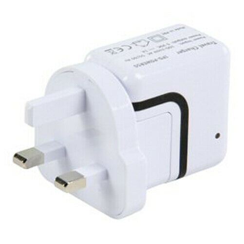 Ex-Pro Travel USB Charger 2.1 A | Number of outputs: 1 | UK USA EU Adapters | 2 x USB-A | White